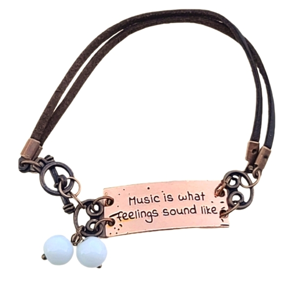 Jewelry - Coppertone Boho Hammered Rope Bracelet Music Is What Feelings Sound Like